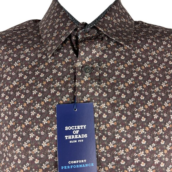 Society Of Threads Mens Slim Fit Floral Shirt No Iron Wrinkle-Free Size M - Picture 3 of 8